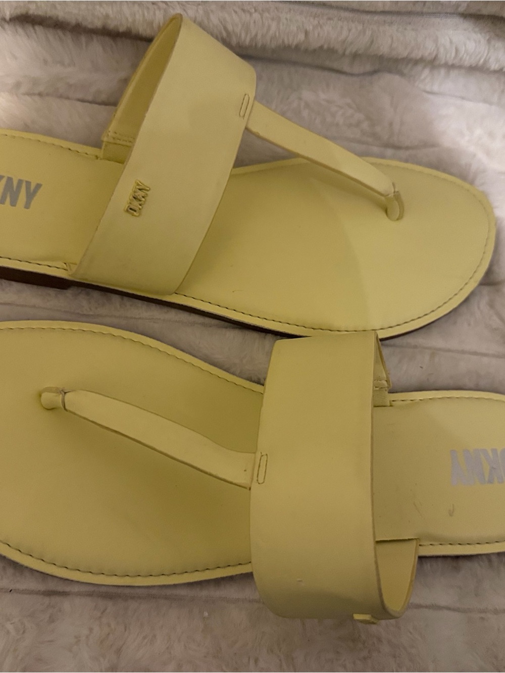 DKNY Yellow Slide Thong Sandals